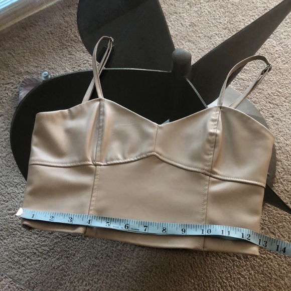 Tan Zara Faux leather crop top Tank top XS - Picture 11 of 13